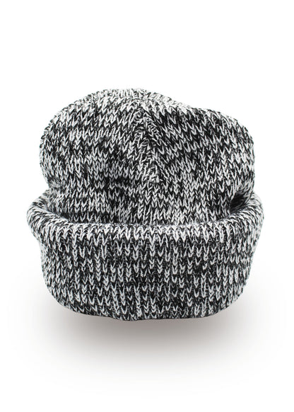 Mid Cuff Marled Black/White Beanie